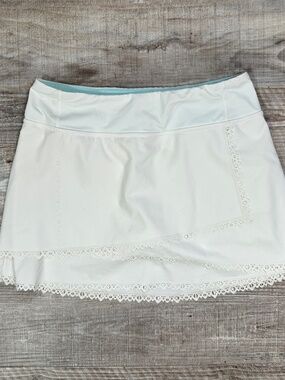 Ivivva By Lululemon Tennis Skort Lazer Cut Lace Trim White Size 14